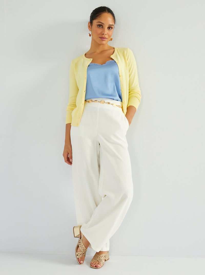 Gilet boutonné en maille Jaune - Kiabi