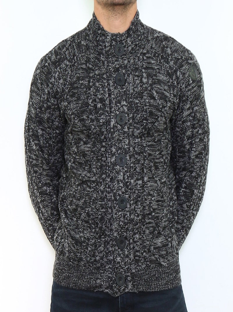 Gilet boutonné en maille Noir - Kiabi