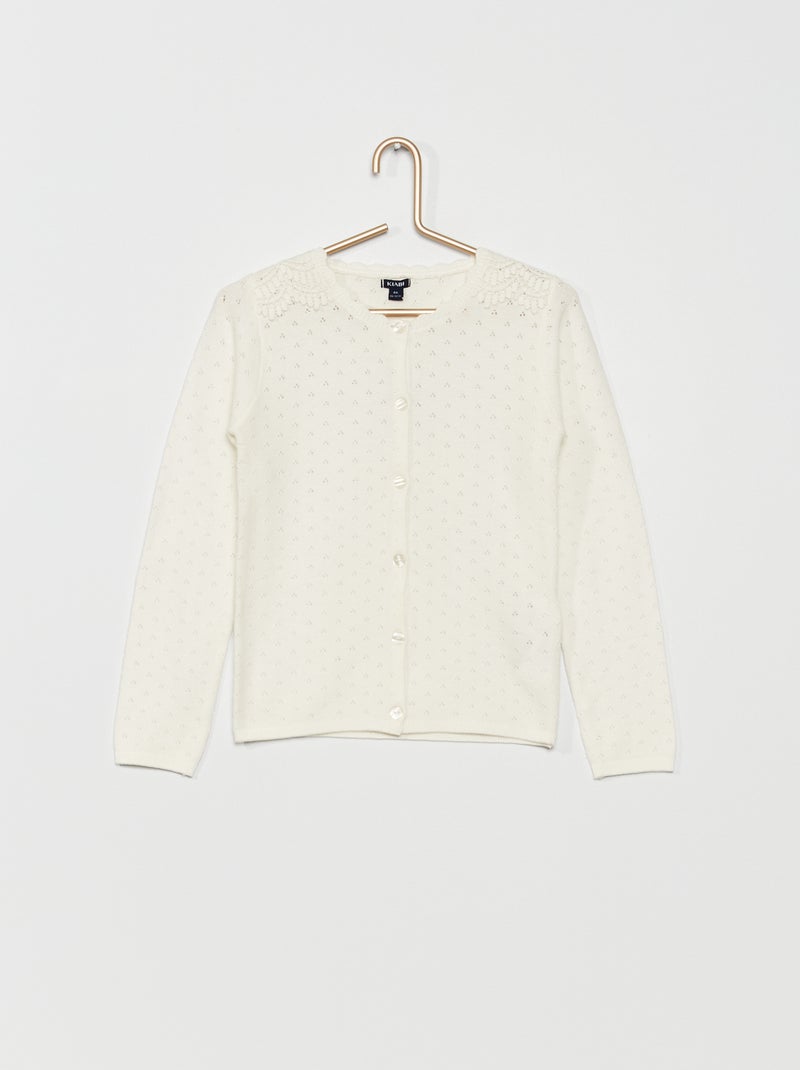 Gilet boutonné en maille pointelle blanc - Kiabi