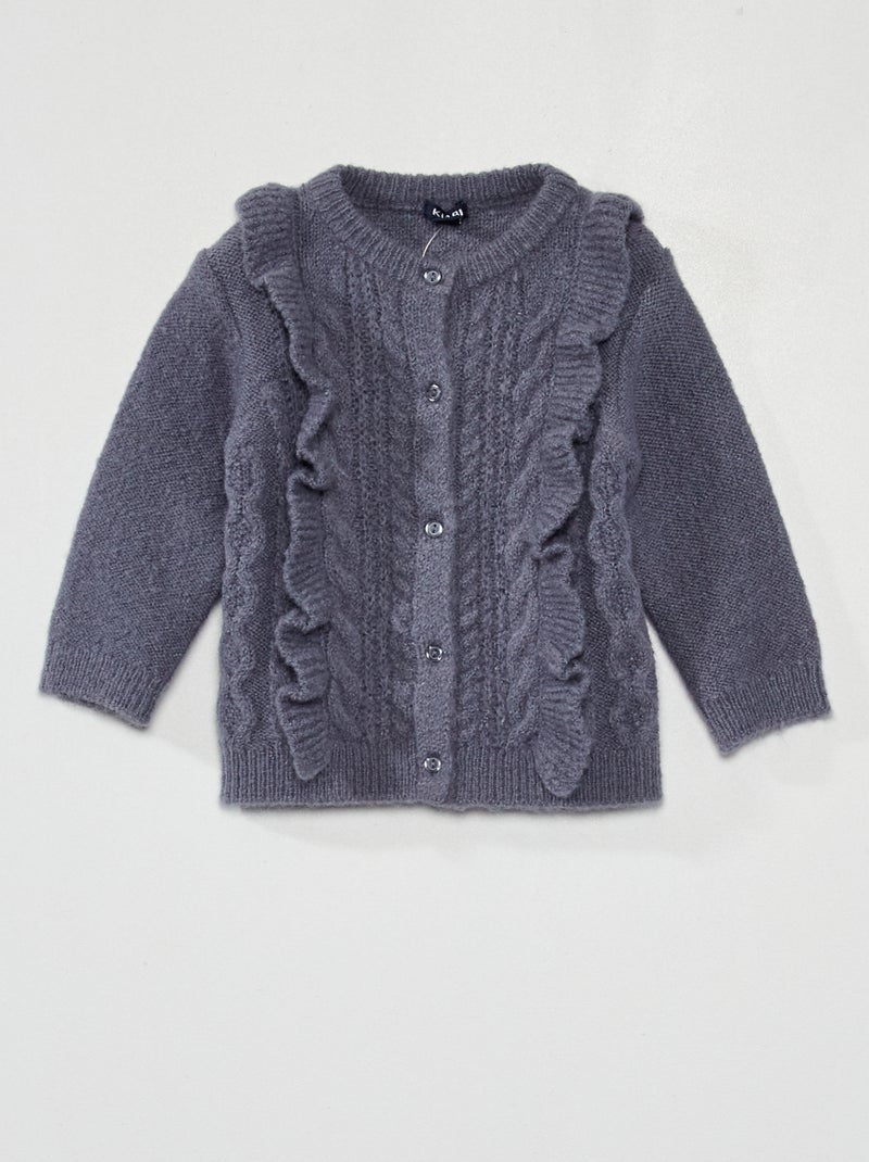 Gilet boutonné en maille torsadée Gris - Kiabi