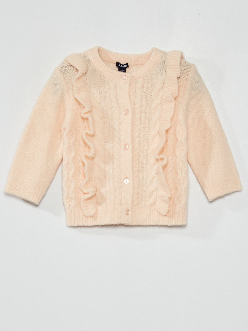 Gilet boutonné en maille torsadée Rose clair - Kiabi