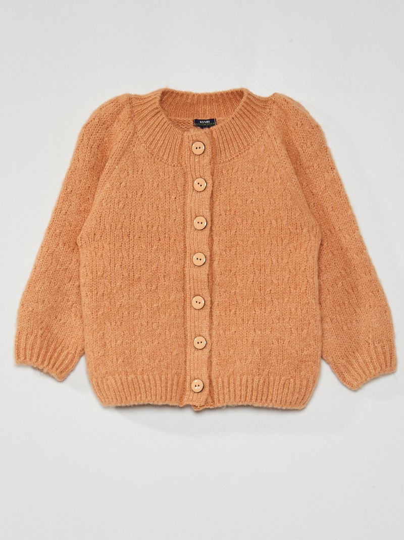 Gilet boutonné en maille tricot Rose - Kiabi