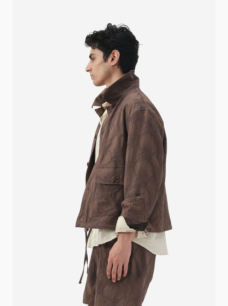 Gilet boutonné en mélange de coton texturé pour homme giesto Marron - Kiabi