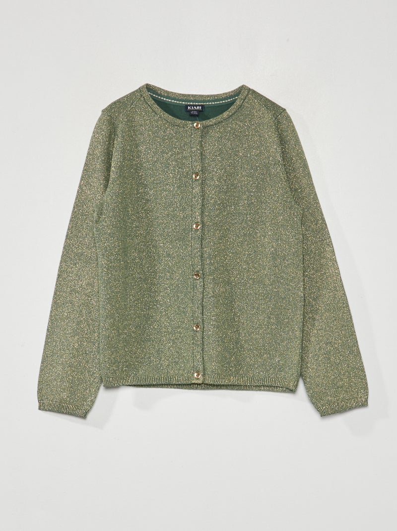 Gilet boutonné fantaisie Vert - Kiabi