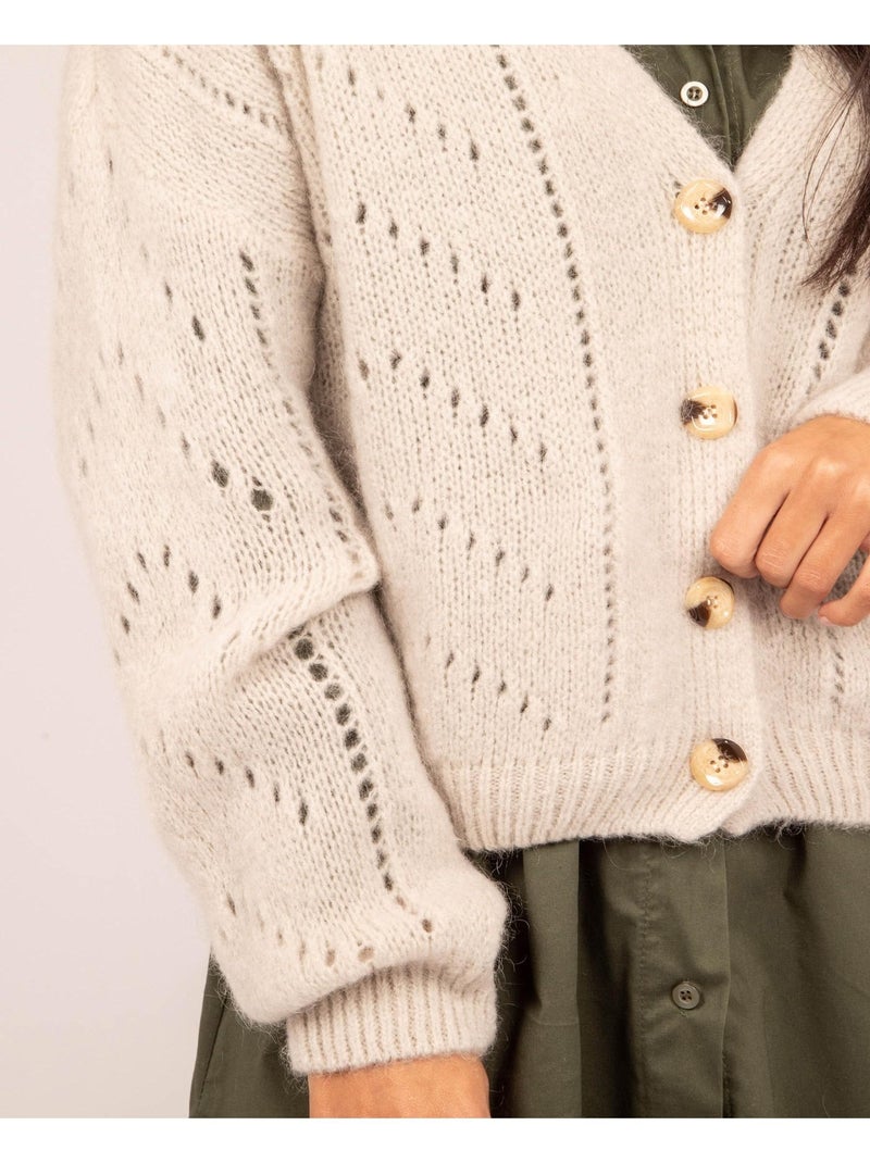 Gilet boutonné KAELLE Beige - Kiabi