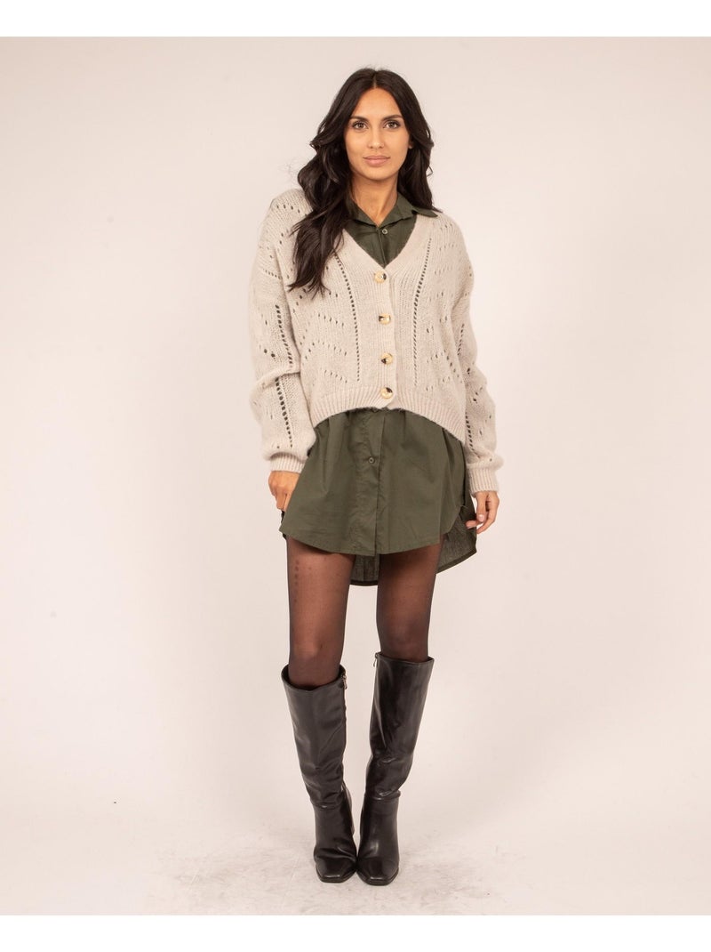 Gilet boutonné KAELLE Beige - Kiabi