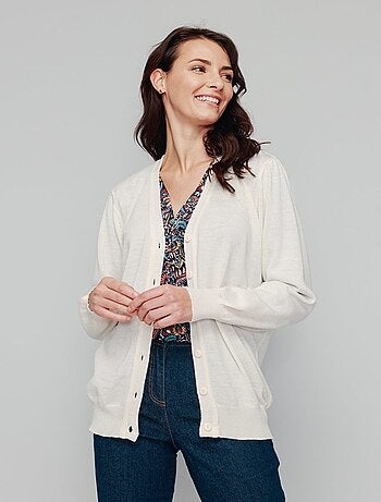 Gilet boutonné laine mérinos - Afibel