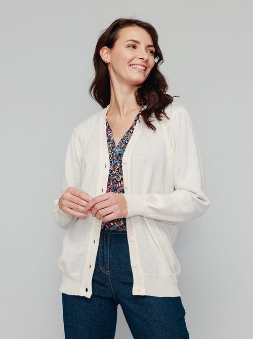 Gilet boutonné laine mérinos - Afibel - Kiabi