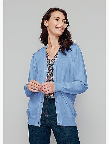 Gilet boutonné laine mérinos - Afibel
