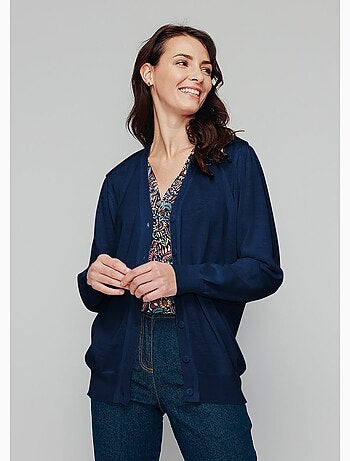 Gilet boutonné laine mérinos - Afibel