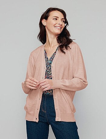 Gilet boutonné laine mérinos - Afibel