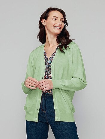 Gilet boutonné laine mérinos - Afibel