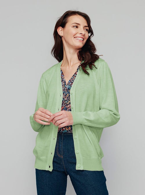 Gilet boutonné laine mérinos - Afibel - Kiabi