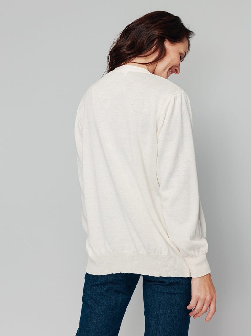 Gilet boutonné laine mérinos Ecru/Sable - Kiabi