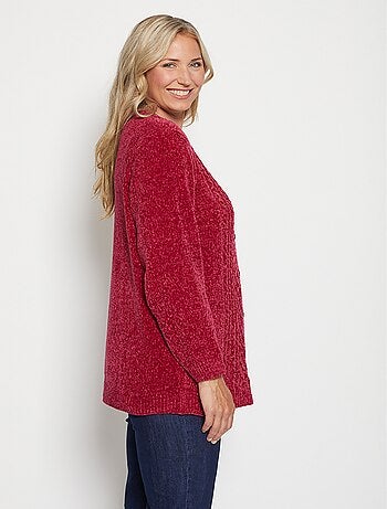 Gilet boutonné maille chenille