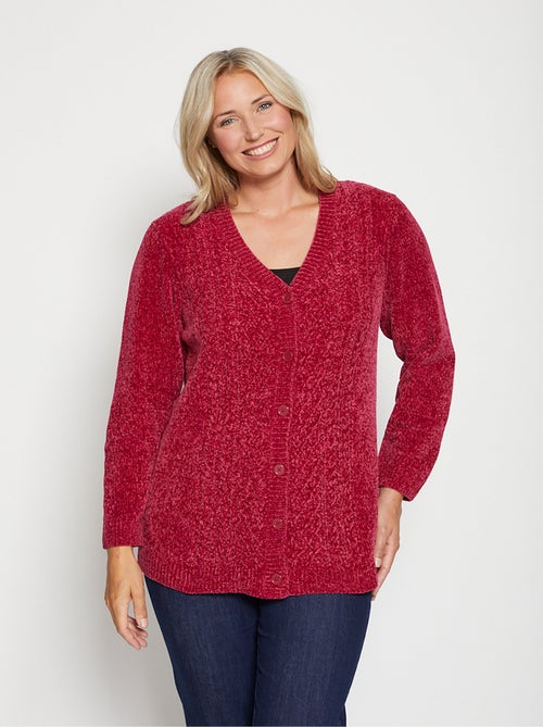 Gilet boutonné maille chenille - Kiabi