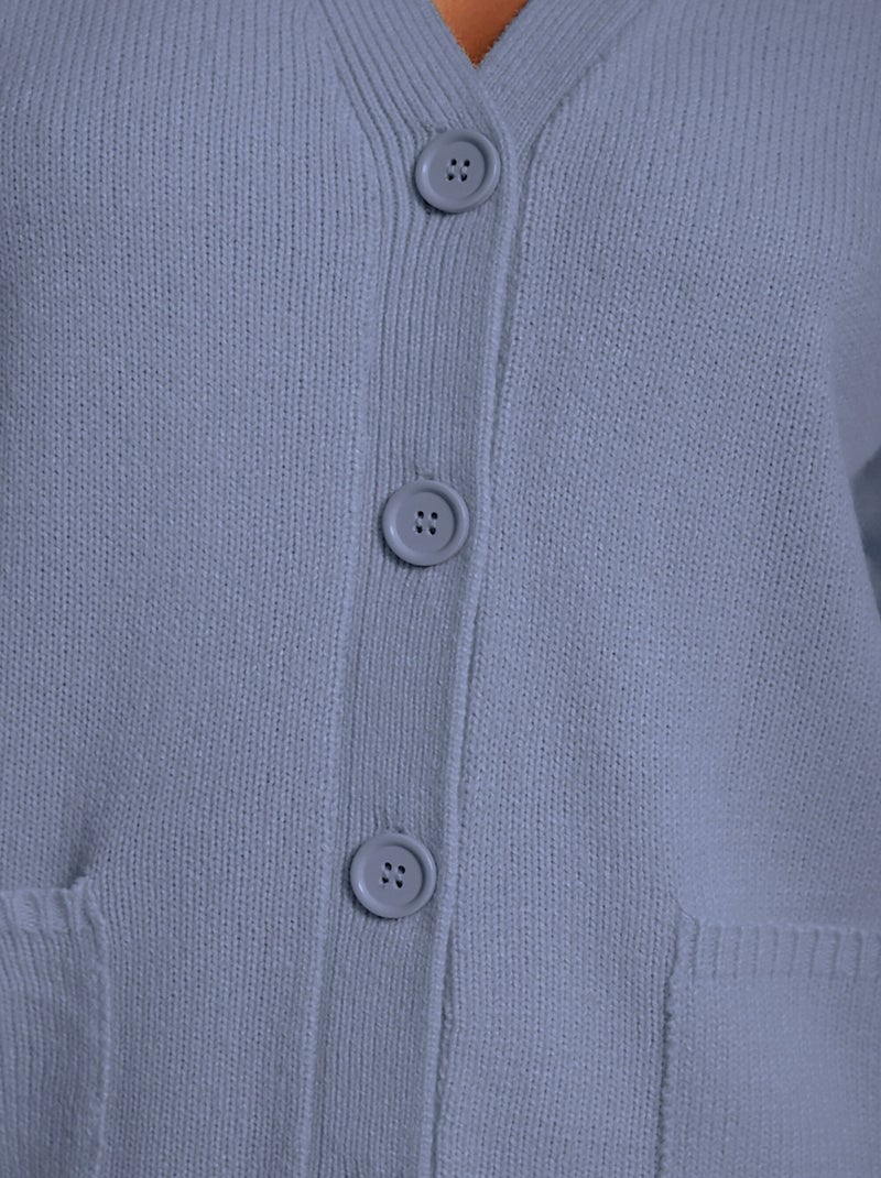 Gilet boutonné maille épaisse - Afibel Bleu - Kiabi