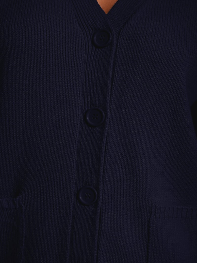 Gilet boutonné maille épaisse - Afibel Bleu marine - Kiabi