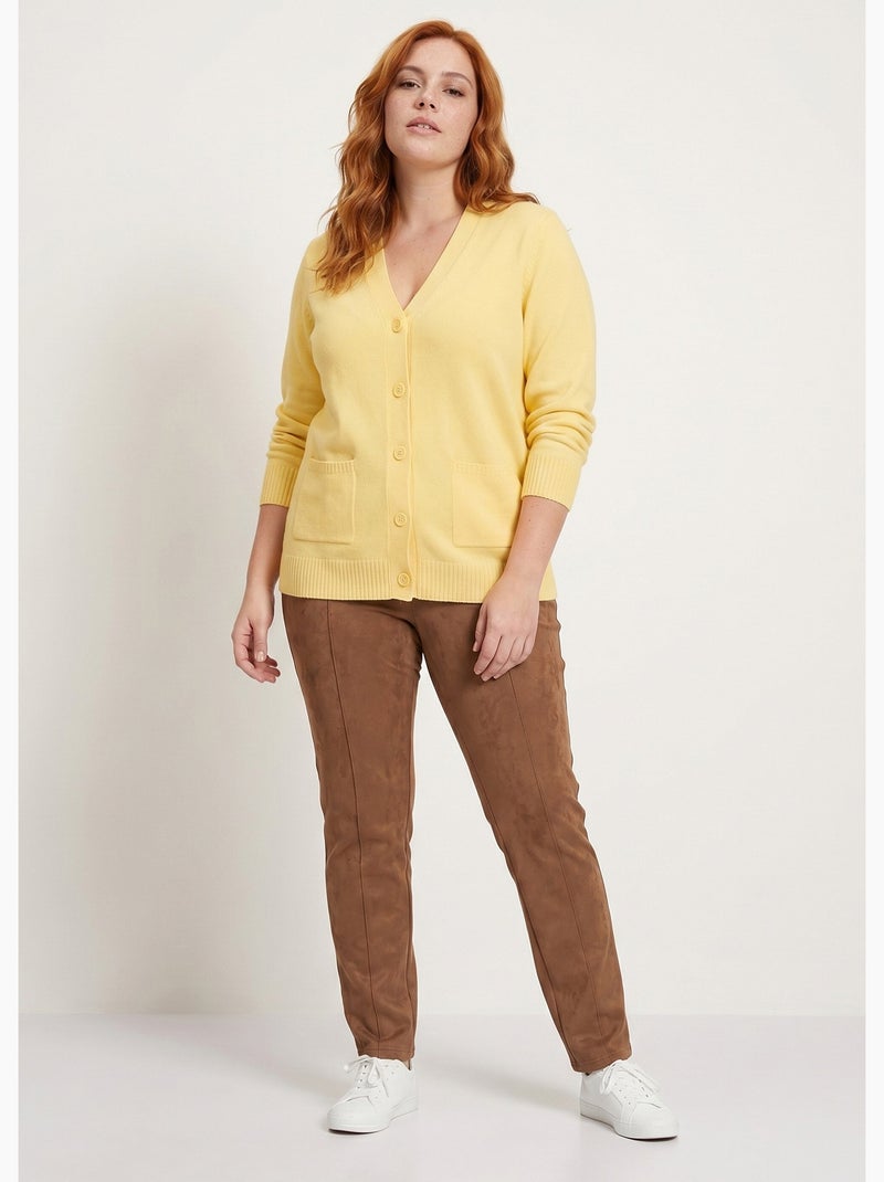 Gilet boutonné maille épaisse - Afibel Jaune - Kiabi