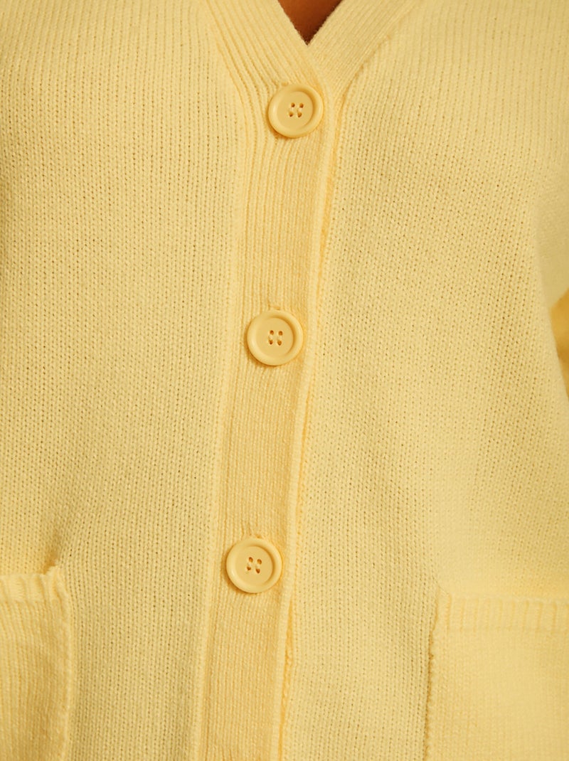 Gilet boutonné maille épaisse - Afibel Jaune - Kiabi