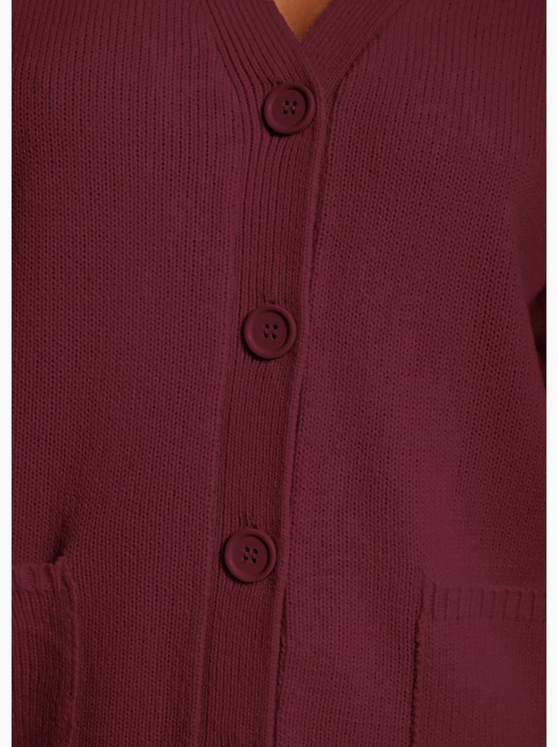 Gilet boutonné maille épaisse - Afibel Prune - Kiabi