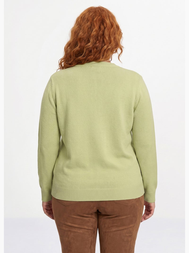 Gilet boutonné maille épaisse - Afibel Vert - Kiabi