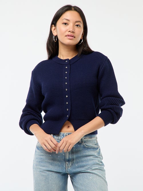 Gilet boutonné maille épaisse - Kiabi