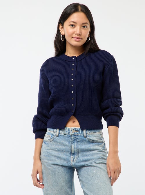 Gilet boutonné maille épaisse - Kiabi