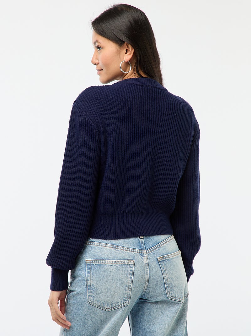 Gilet boutonné maille épaisse Bleu marine - Kiabi