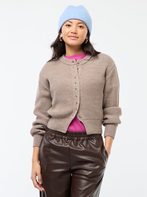 Gilet boutonné maille épaisse - Kiabi