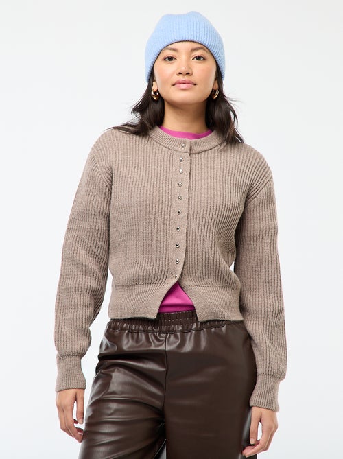 Gilet boutonné maille épaisse - Kiabi