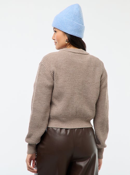 Gilet boutonné maille épaisse - Kiabi