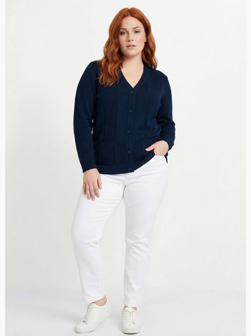 Gilet boutonné manches longues - afibel Bleu marine - Kiabi