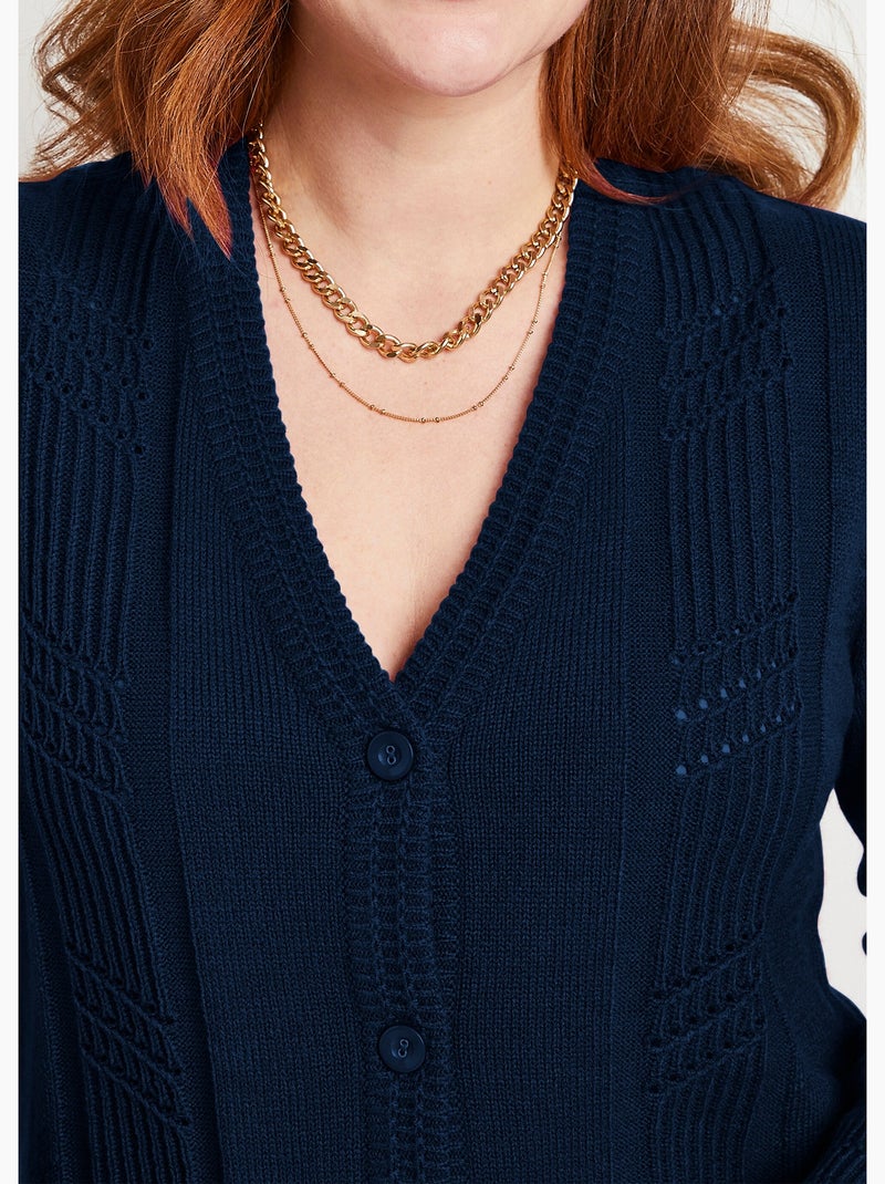 Gilet boutonné manches longues - afibel Bleu marine - Kiabi