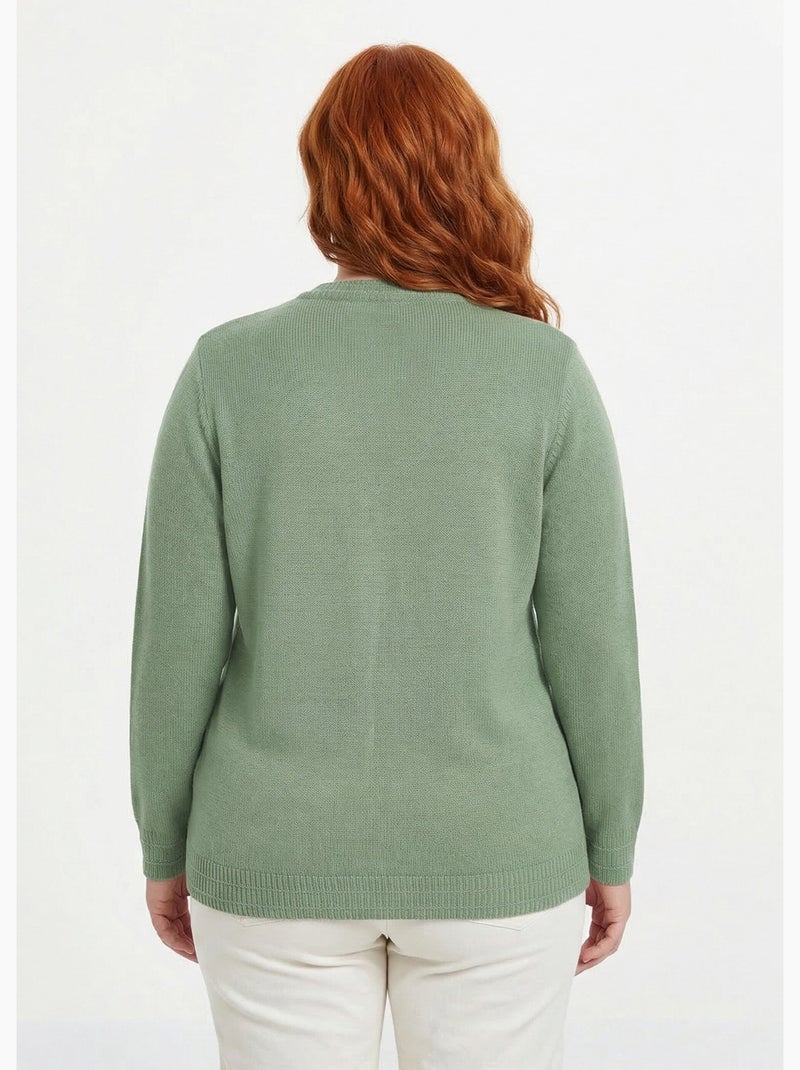 Gilet boutonné manches longues - Afibel Vert - Kiabi