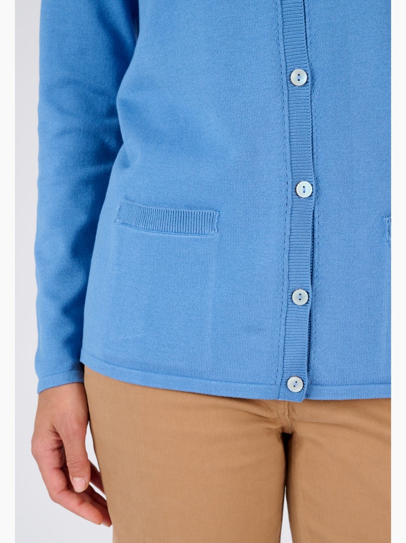 Gilet boutonné manches longues - Damart Bleu clair - Kiabi
