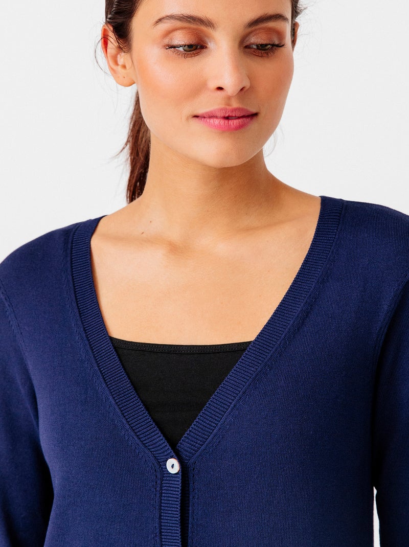 Gilet boutonné manches longues - Damart Bleu marine - Kiabi