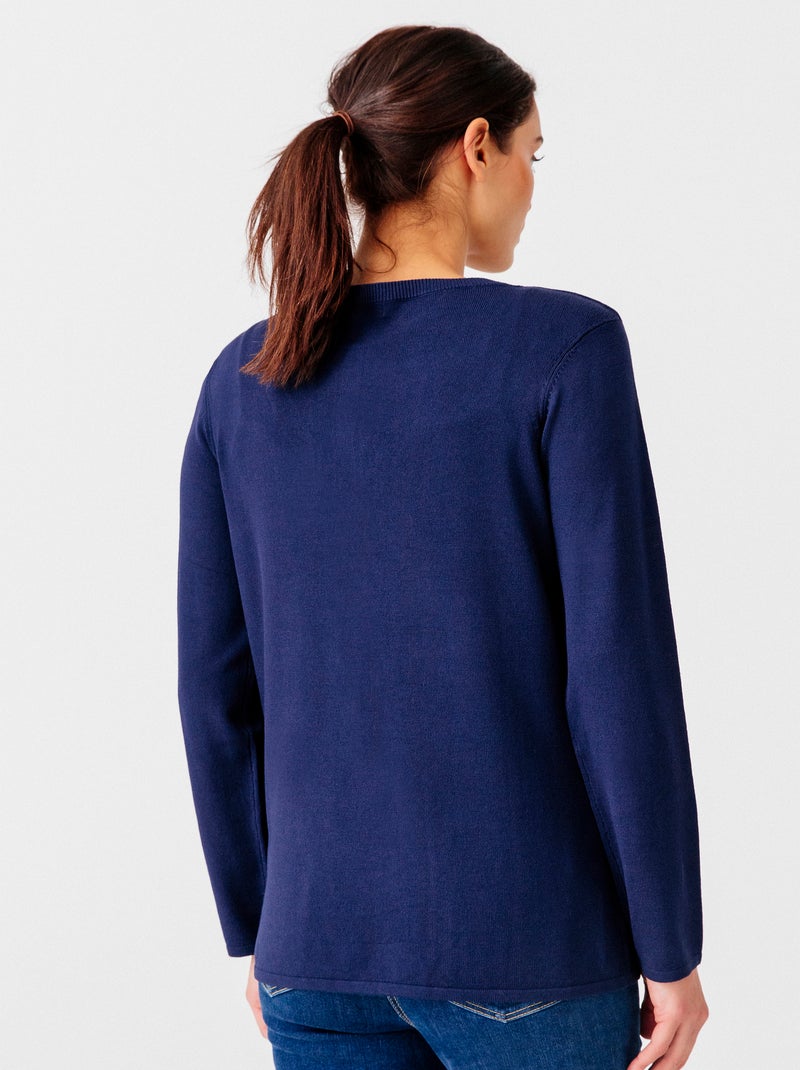 Gilet boutonné manches longues - Damart Bleu marine - Kiabi