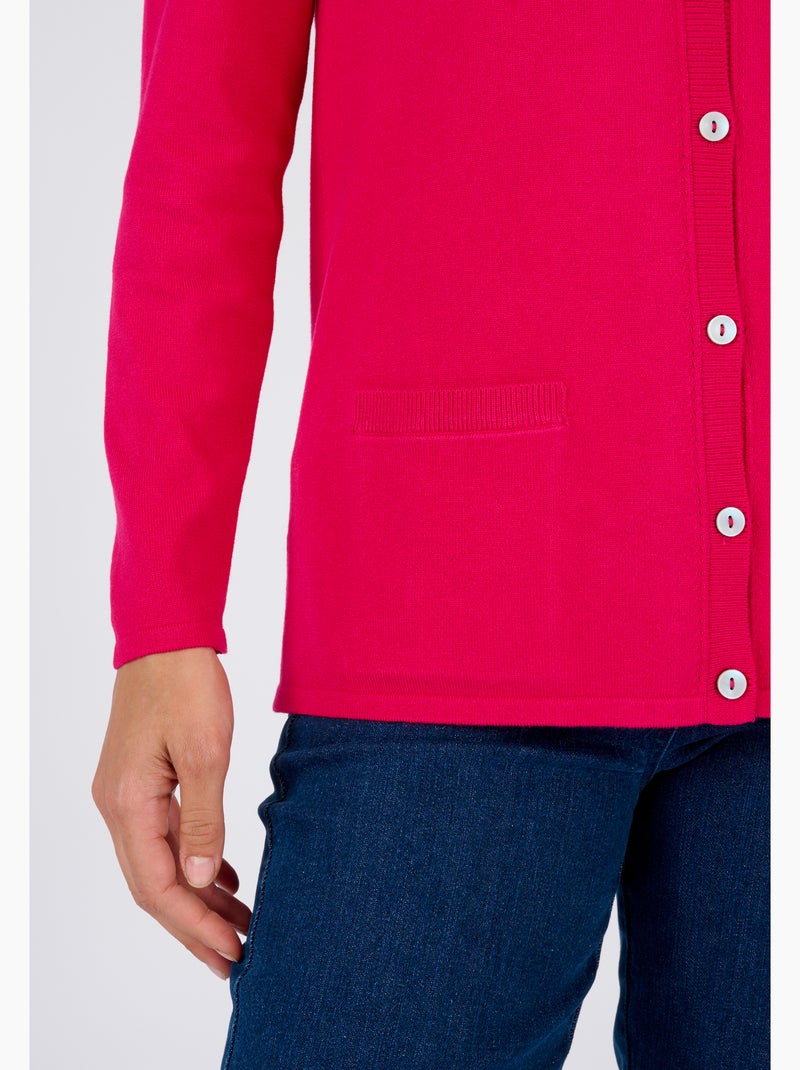 Gilet boutonné manches longues - Damart Rose fushia - Kiabi