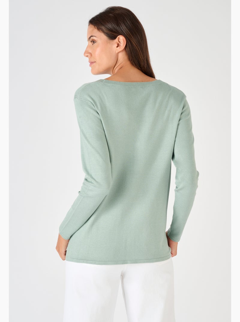 Gilet boutonné manches longues - Damart Vert Sauge - Kiabi