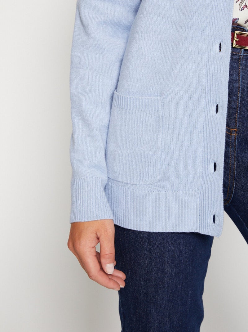 Gilet boutonné mi long col tailleur - Afibel Bleu - Kiabi