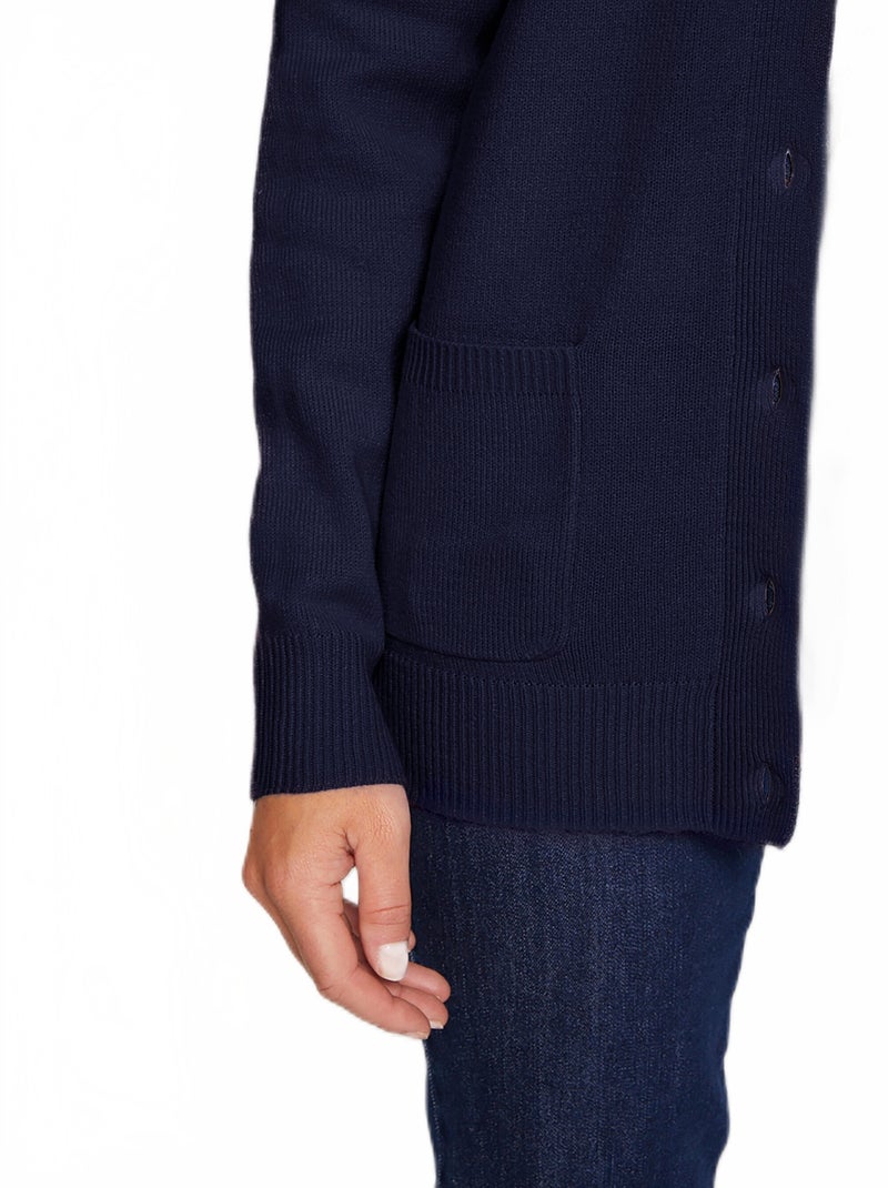 Gilet boutonné mi long col tailleur - Afibel Bleu - Kiabi