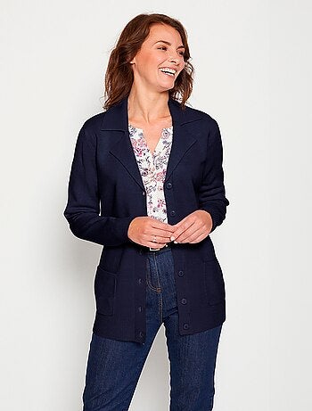 Gilet boutonné mi long col tailleur - Afibel