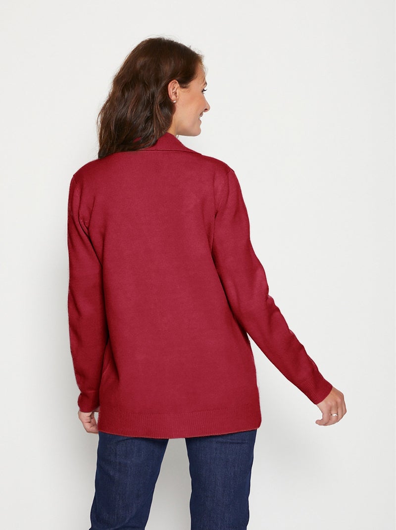 Gilet boutonné mi long col tailleur - Afibel Bordeaux - Kiabi