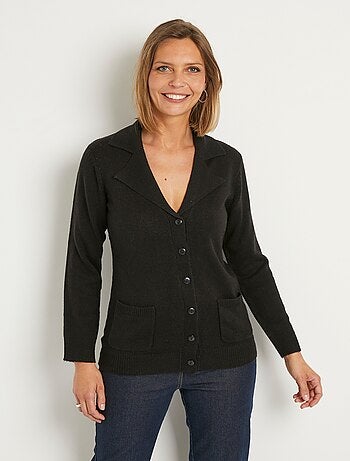 Gilet boutonné mi long col tailleur - Afibel