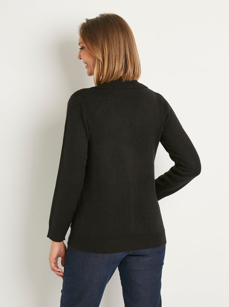 Gilet boutonné mi long col tailleur - Afibel Noir - Kiabi