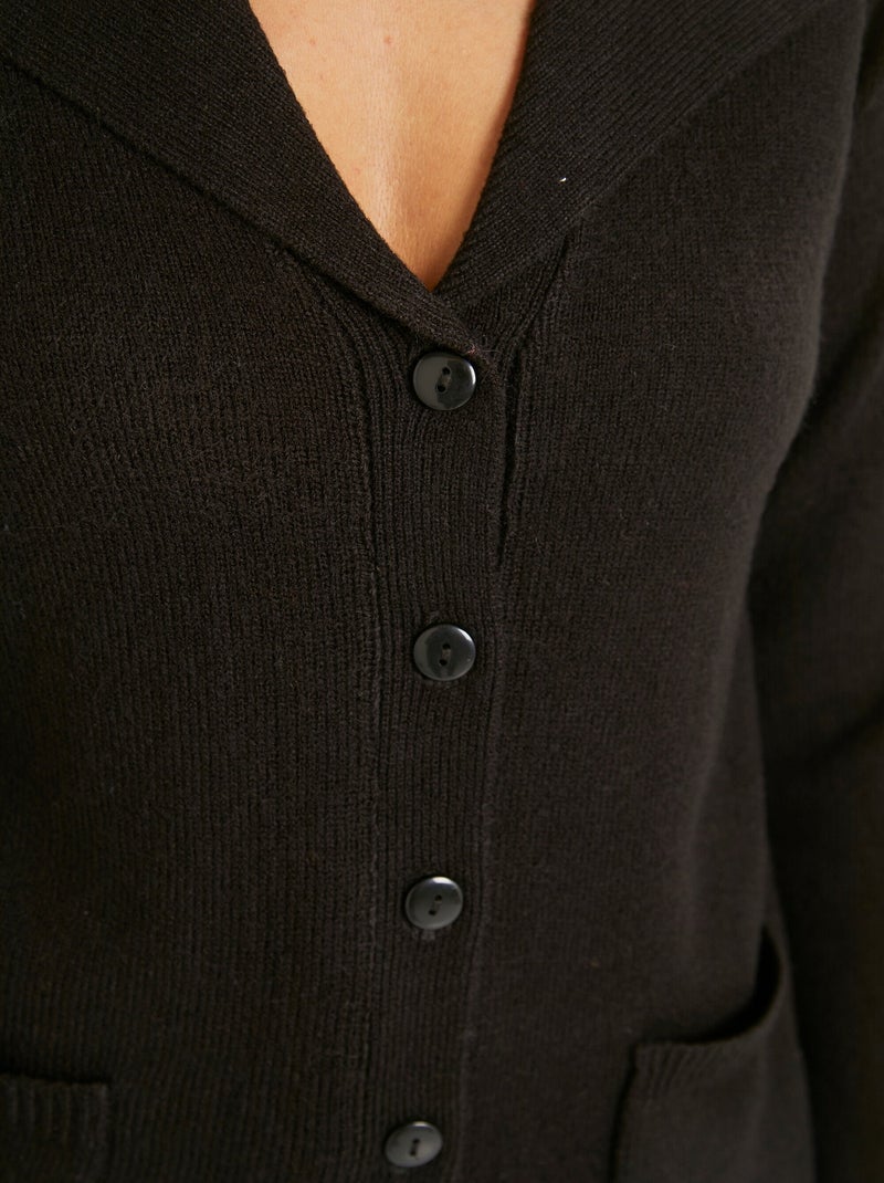 Gilet boutonné mi long col tailleur - Afibel Noir - Kiabi