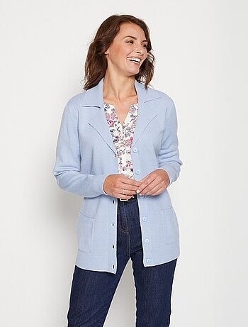 Gilet boutonné mi long col tailleur