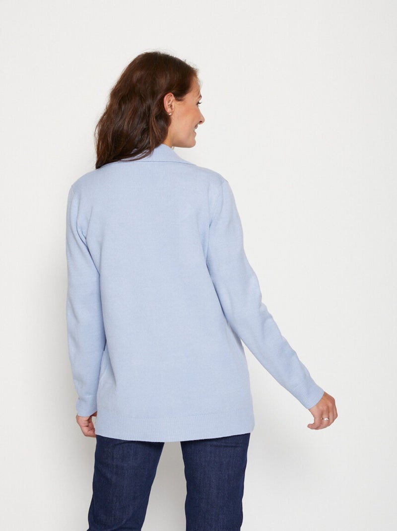 Gilet boutonné mi long col tailleur Bleu jean - Kiabi