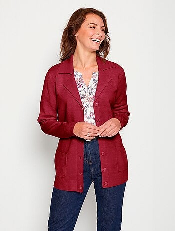 Gilet boutonné mi long col tailleur